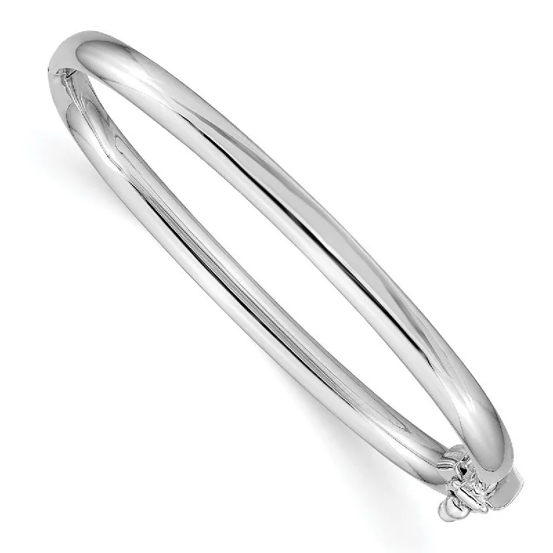 Women’s hammered bangle-Curata 14k White Gold Hinged Polished Baby Bangle Bracelet