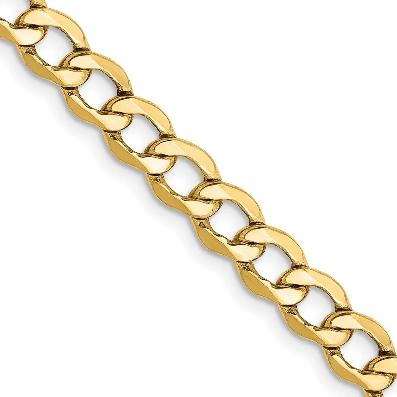 Women’s minimalist bracelet-Curata 10k Yellow Gold Polished Lobster Claw Closure 5.25mm Semi Solid Curb Link Chain Bracelet 7 Inch