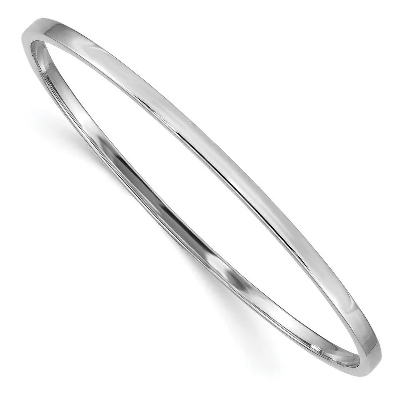 Women’s open bangle-Curata 14k White Gold Slip on Hollow tube 3mm Polished Square Tube Bangle Bracelet