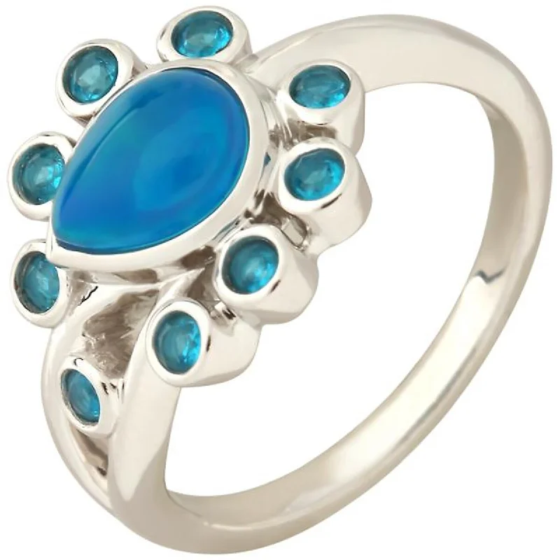 Women’s contemporary rings-925 Sterling Silver Neon Blue Opal and Neon Apatite Gemstone Ring