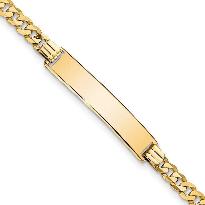 Women’s tennis bangle-Women’s luxury bracelets-Curata 10k Yellow Gold 6.3mm Engravable Flat Curb Link ID Bracelet