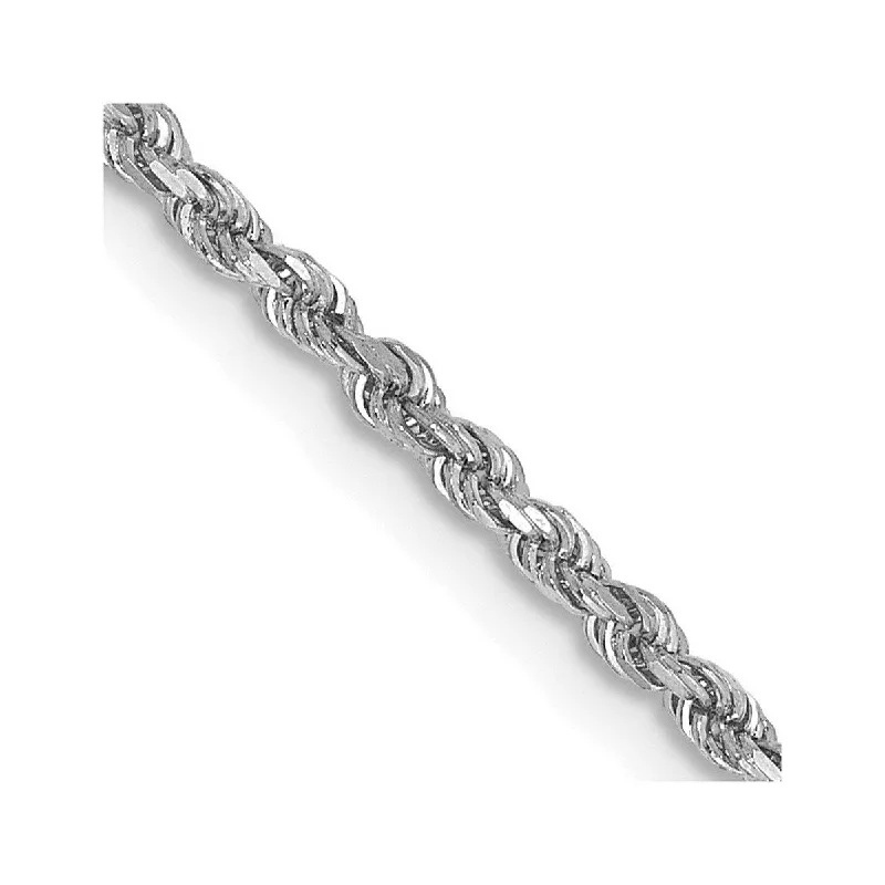 Women’s elegant bracelet-Curata 14k White Gold Solid 1.8mm D Cut Rope Chain Bracelet Lobster Claw