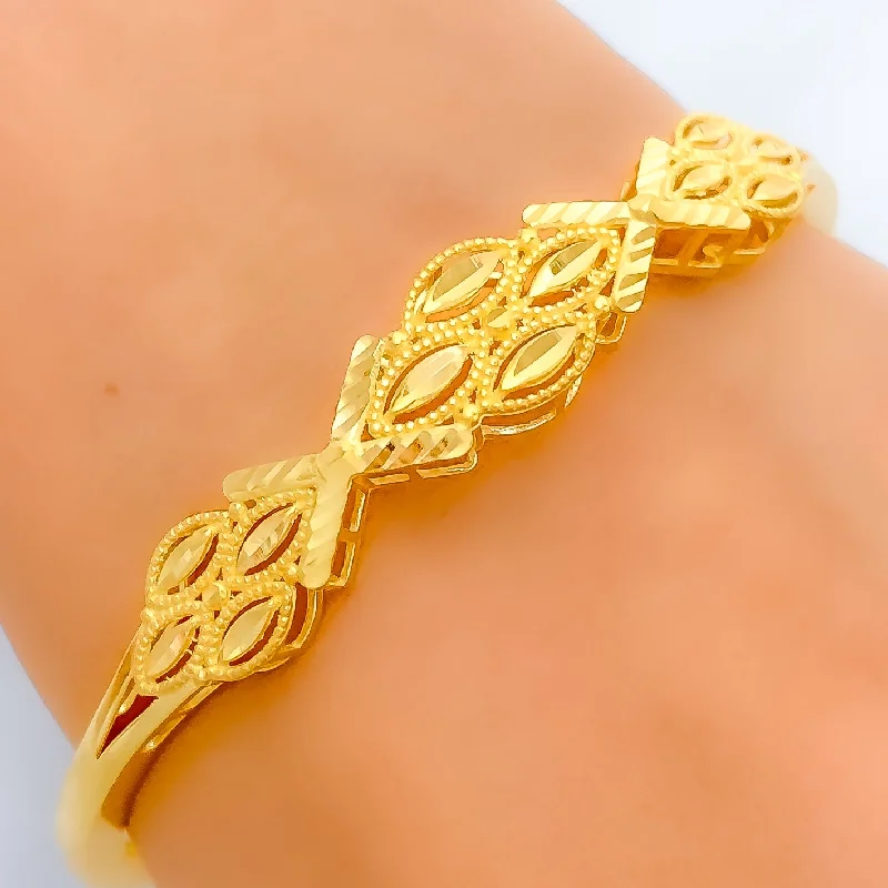 Women’s beaded bracelet-Women’s friendship bracelets-Dressy Almond 22k Gold Bangle Bracelet