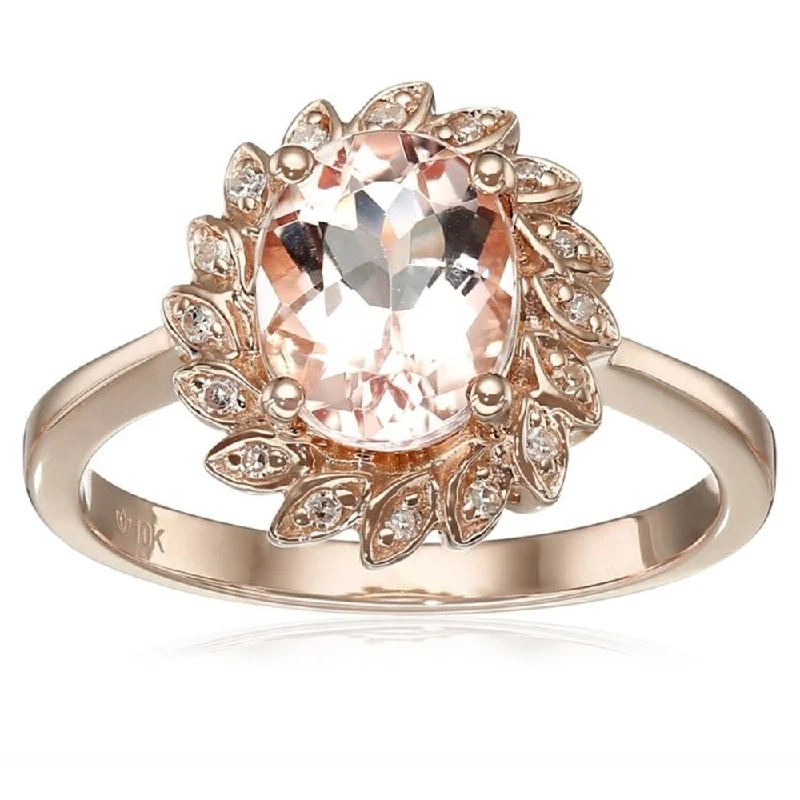 Women’s textured rings-10KT Rose Gold 1.9ctw Morganite & 0.07ctw Diamond Ring SZ 7 - Pink Size - 7