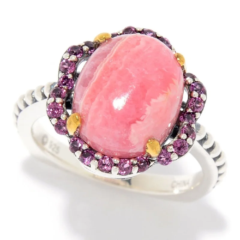 Women’s diamond solitaire rings-925 Sterling Silver Rhodolite Garnet and Rhodochrosite Ring