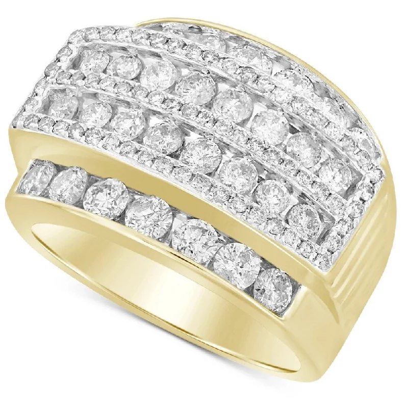 Women’s unique rings-3Ct Men's Diamond Cluster Ring 10k Yellow Gold