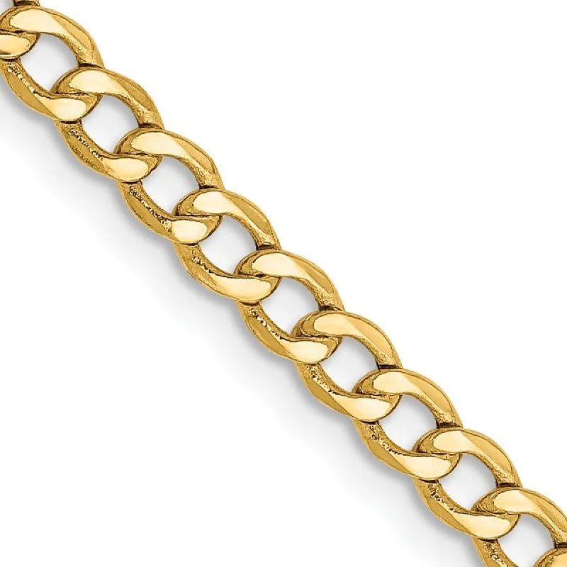 Women’s beaded bangle-Curata 14k 3.35mm Semi-solid Curb Link Chain Bracelet - 9 Inch