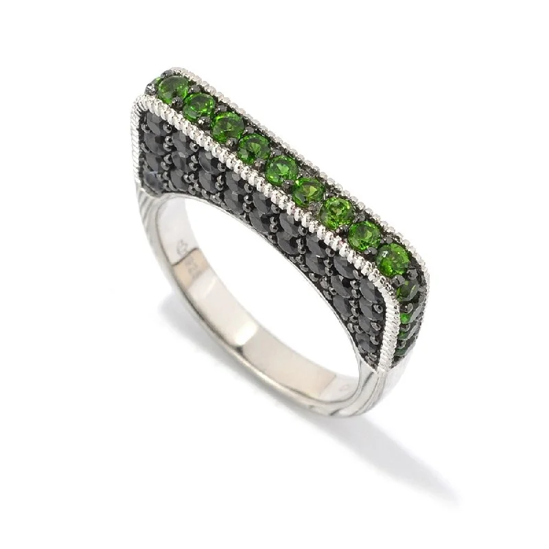 Women’s fashion rings-Sterling Silver 2.81Ctw Chrome Diopside Ring