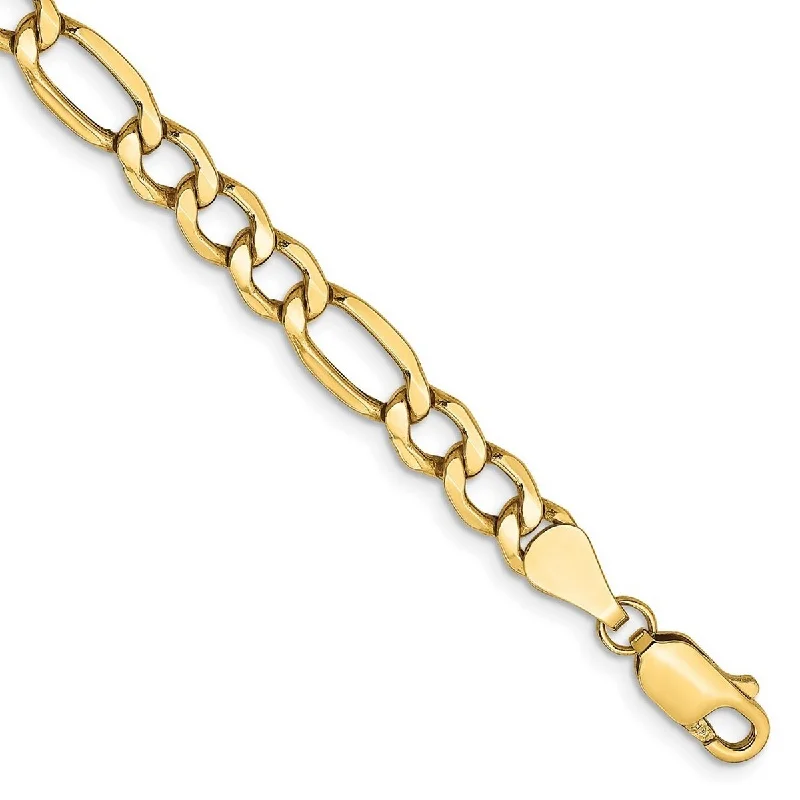 Women’s trendy bangles-Curata 10k 5.35mm Semi-solid Figaro Chain Bracelet - 7 Inch