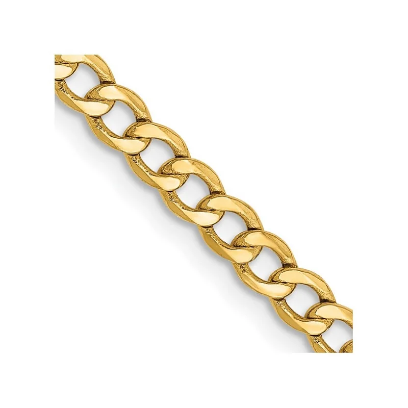 Women’s twisted bracelet-Curata 14k 2.85mm Semi solid Curb Link Chain Bracelet