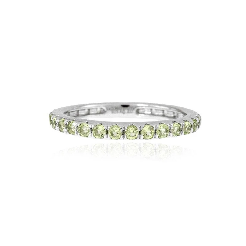 Women’s cubic zirconia rings-925 Sterling Silver Peridot Eternity Band Ring