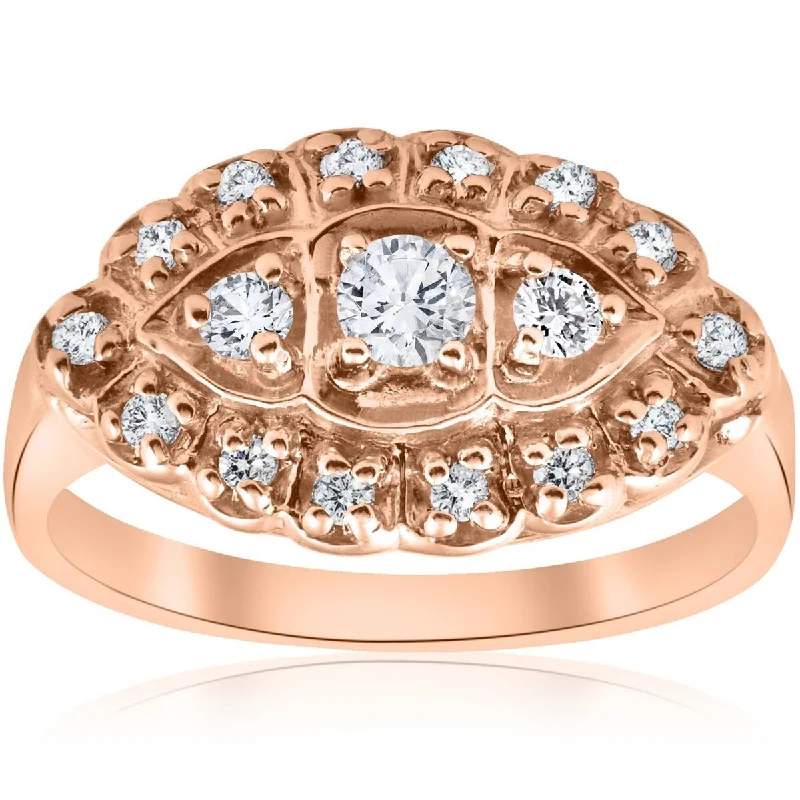 Women’s gold rings-1/2ct Antique Diamond Ring 14K Rose Gold