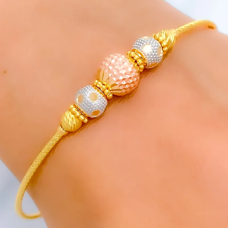 Women’s charm bracelet-Magnificent Dotted 22k Gold Bangle Bracelet