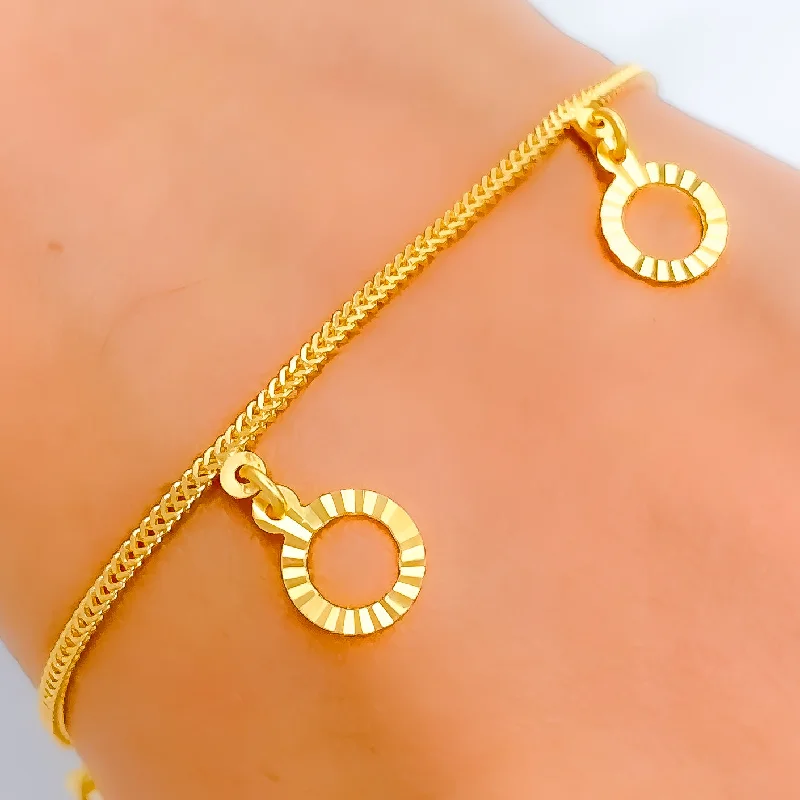 Women’s rose gold bracelet-Charming Halo Charm 22k Gold Bracelet