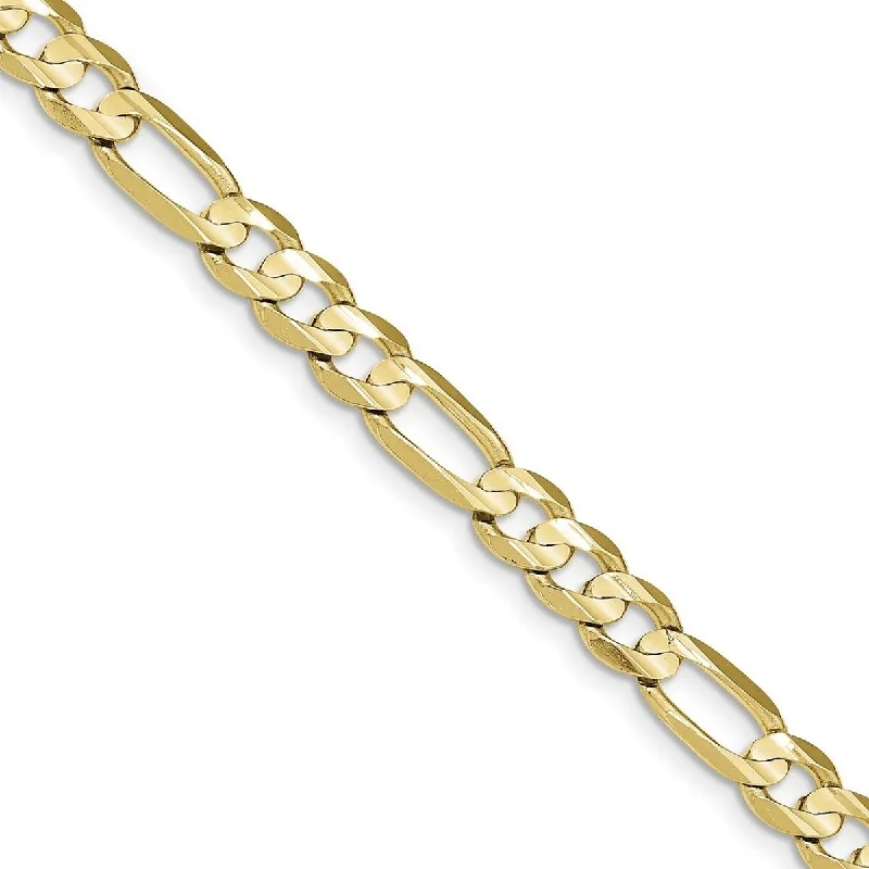 Women’s sophisticated bracelet-Curata 10k Yellow Gold 7.5mm Solid Polished Light Figaro Chain Bracelet