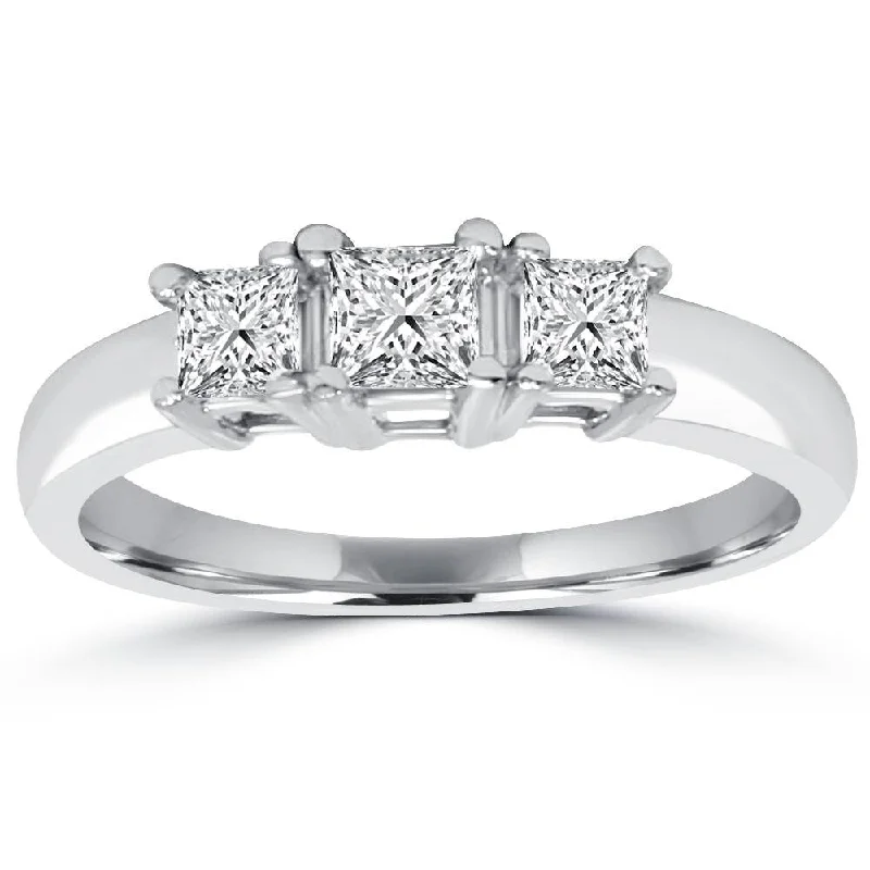 Women’s engraved wedding bands-1ct Three Stone Diamond Ring White Gold