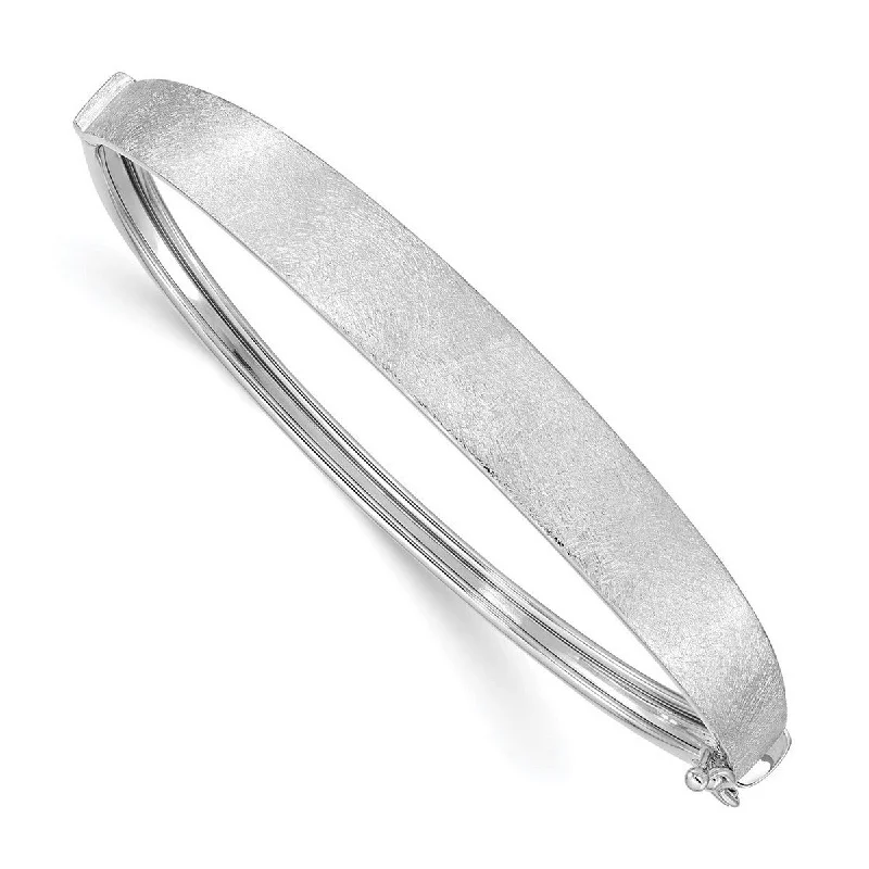 Women’s beaded bracelet-Curata 14k White Gold Textured Hinged Cuff Stackable Bangle Bracelet