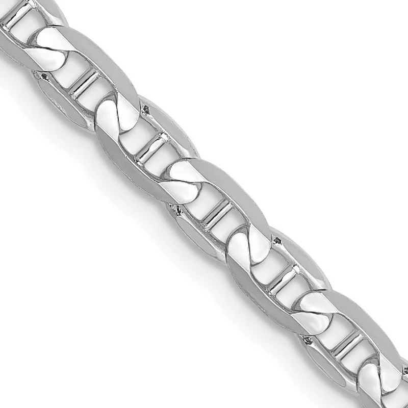 Women’s vintage bracelet-Curata 14k White Gold Solid Polished 3.75mm Concave Mariner Anchor Chain Bracelet