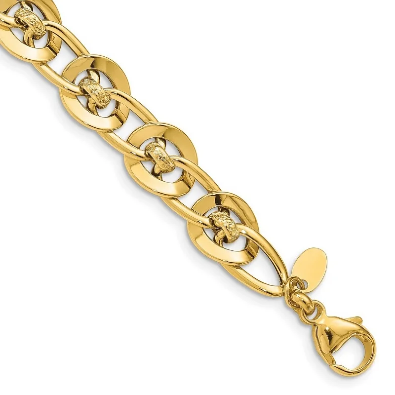 Women’s infinity bracelet-Curata 14k Yellow Gold Polished Fancy Link Bracelet 8 Inch