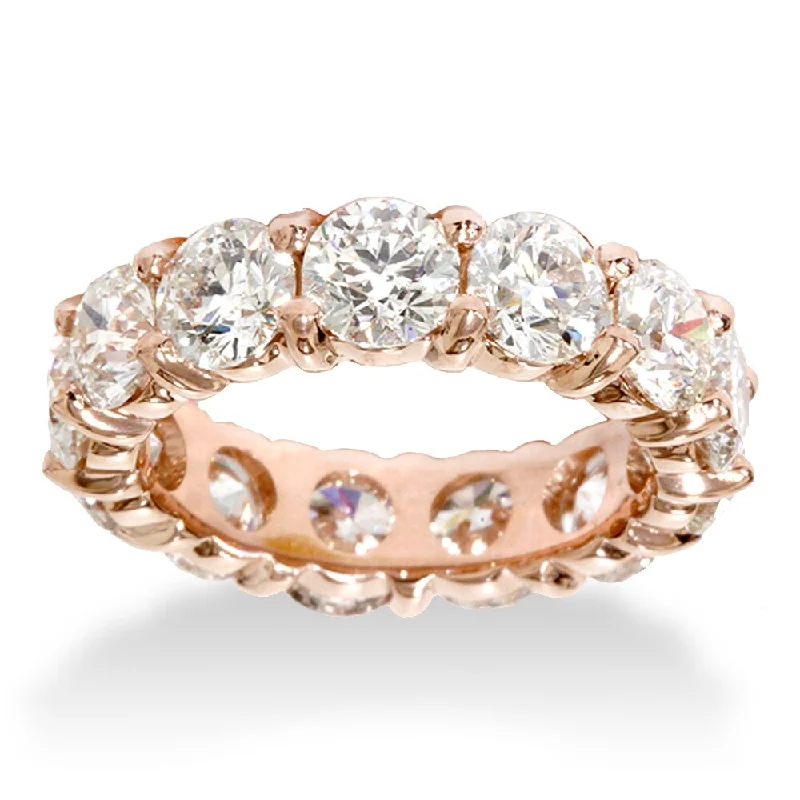 Women’s cubic zirconia rings-14k Rose Gold 5.5ct TDW Eternity Diamond Anniversary Ring