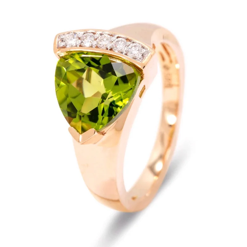 Women’s matching engagement and wedding rings-14k Yellow Gold Peridot With Diamond Ring