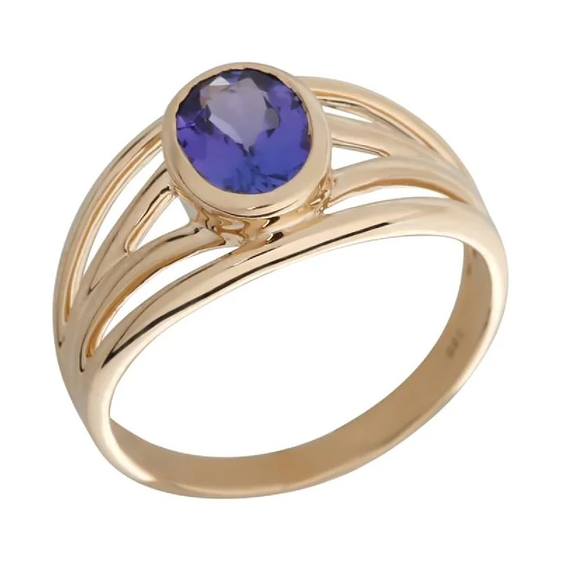 Women’s rose gold rings-14K Gold Tanzanite Bezel Set Ring