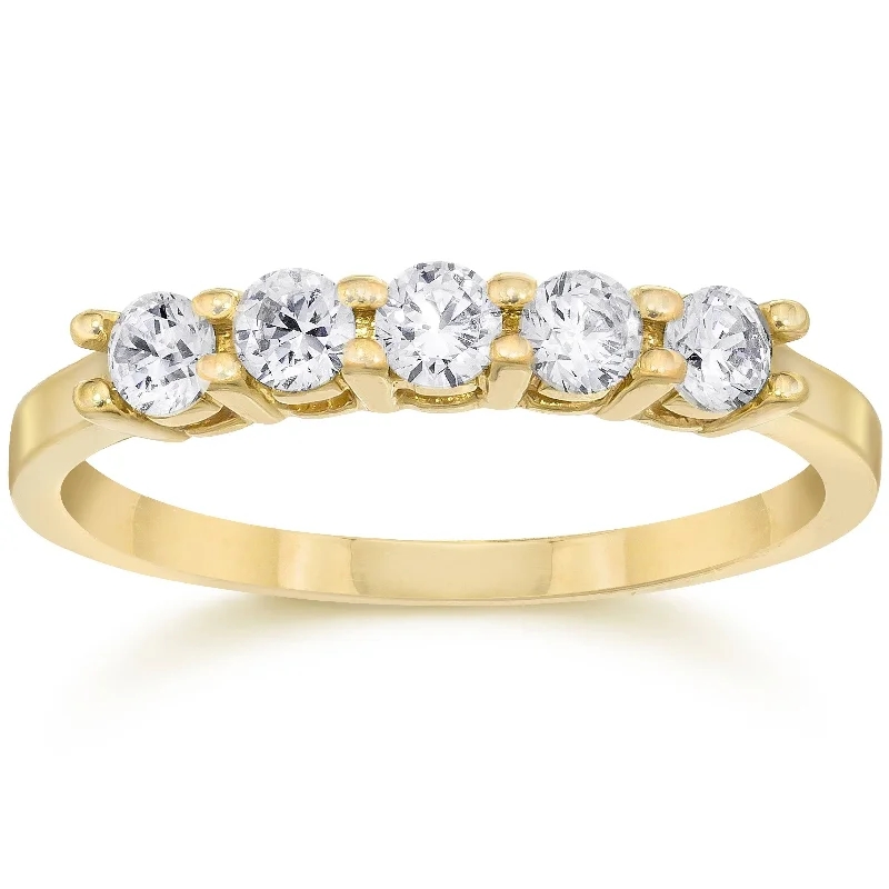 Women’s birthstone rings-1/2ct Five Stone Diamond Ring Yellow Gold