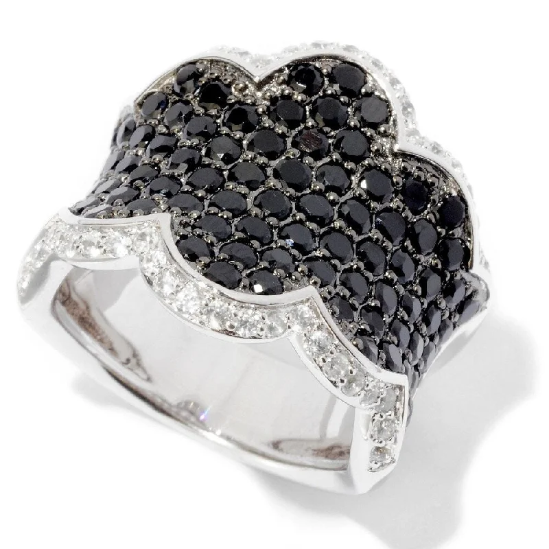 Women’s cushion-cut diamond rings-Sterling Silver 3.3Ctw Black Spinel & White Zircon Band Ring