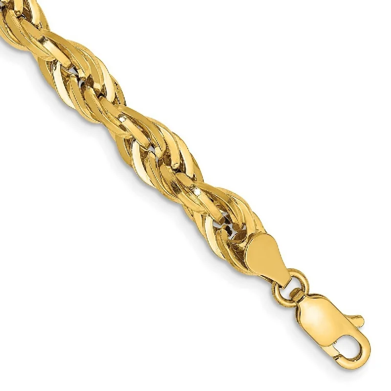 Women’s colorful bracelet-Curata 14k Yellow 5.4mm Hollow Rope Chain Bracelet 8 Inch