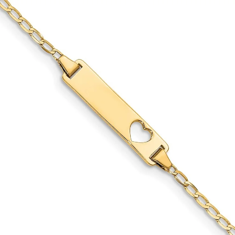 Women’s thick bracelet-Curata 14k Yellow Gold Baby ID Curb Bracelet - 6 Inch