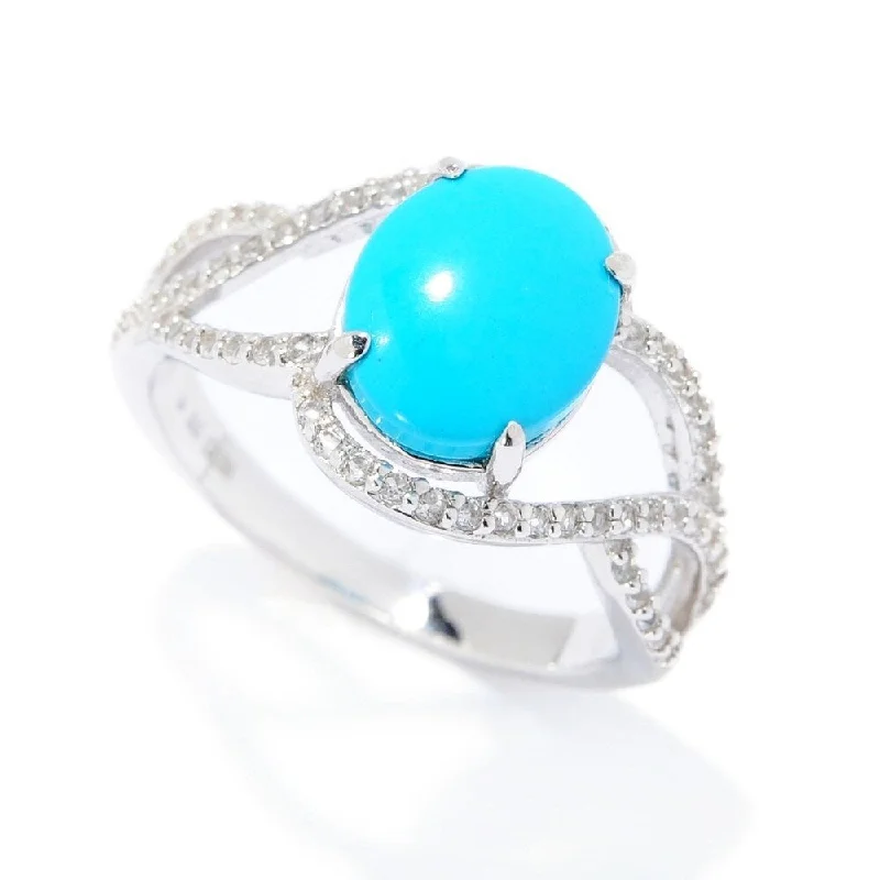 Women’s gold-plated rings-Sterling Silver Sonora Beauty Turquoise & White Topaz Ring