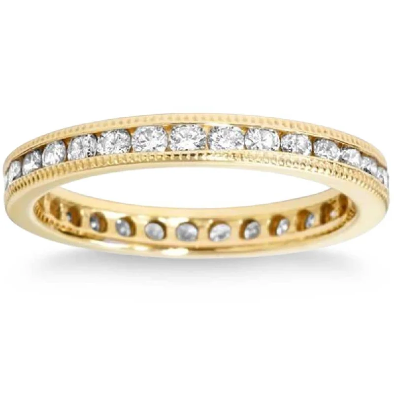 Women’s square rings-1ct Channel Set Diamond Eternity Ring Yellow Gold