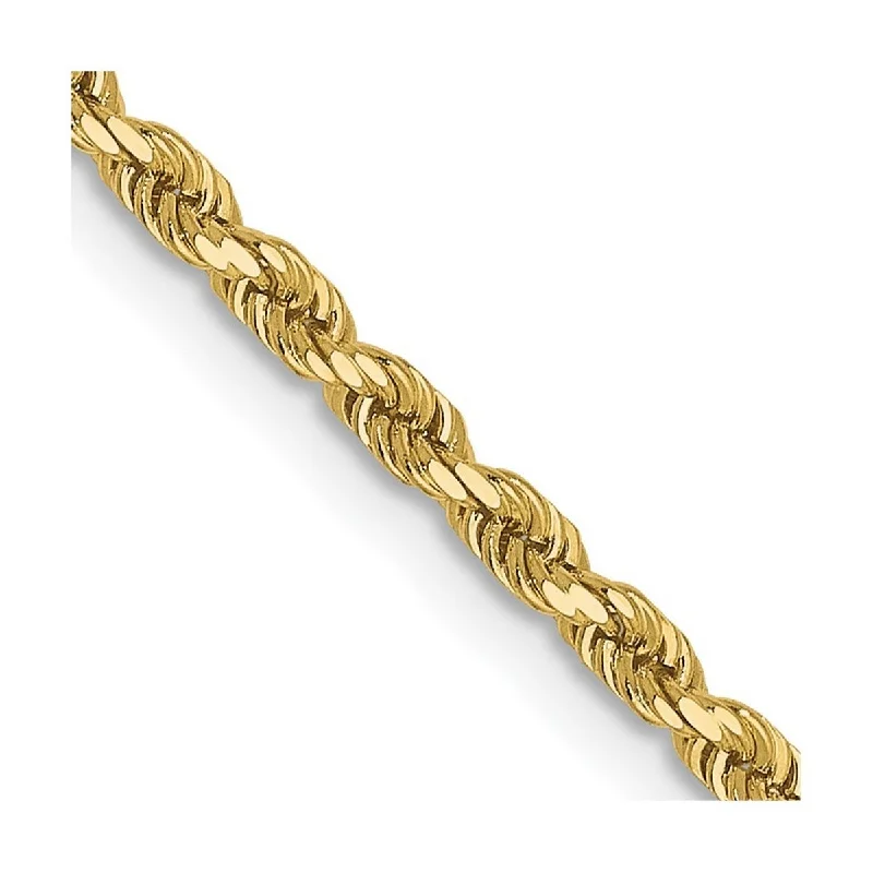 Women’s braided bracelet-Curata 10k Yellow Gold Solid Polished Lobster Claw Closure Valu plus 1.75mm Sparkle Cut Chain Bracelet