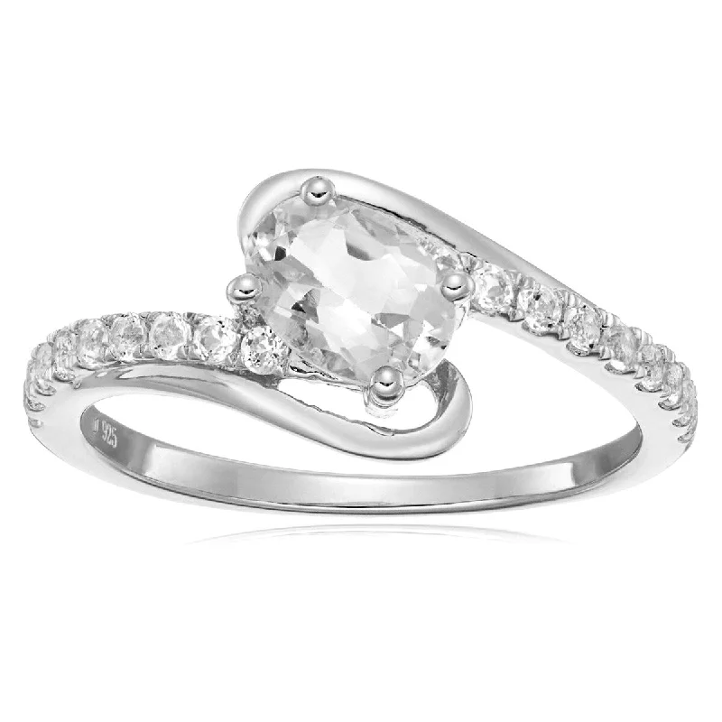 Women’s cushion cut rings-925 Sterling Silver White Topaz Ring