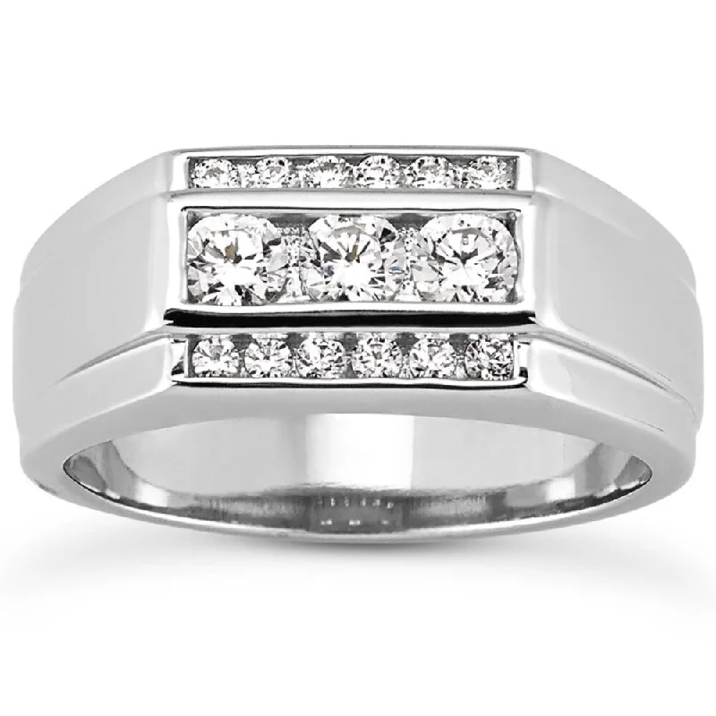 Women’s dainty rings-Men's 1 Ct T.W. Diamond Ring 10k White Gold