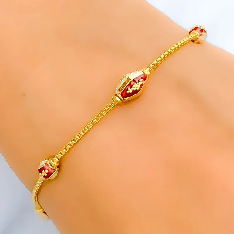 Women’s colorful bracelet-Women’s boho bracelets-Sleek Meena 22k Gold Bracelet