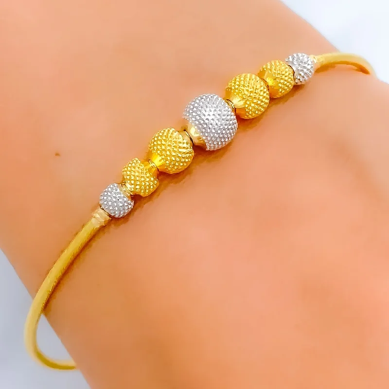 Women’s simple bracelet-Women’s trendy bracelets-Graceful Graduating Two-Tone 22k Gold Bangle Bracelet