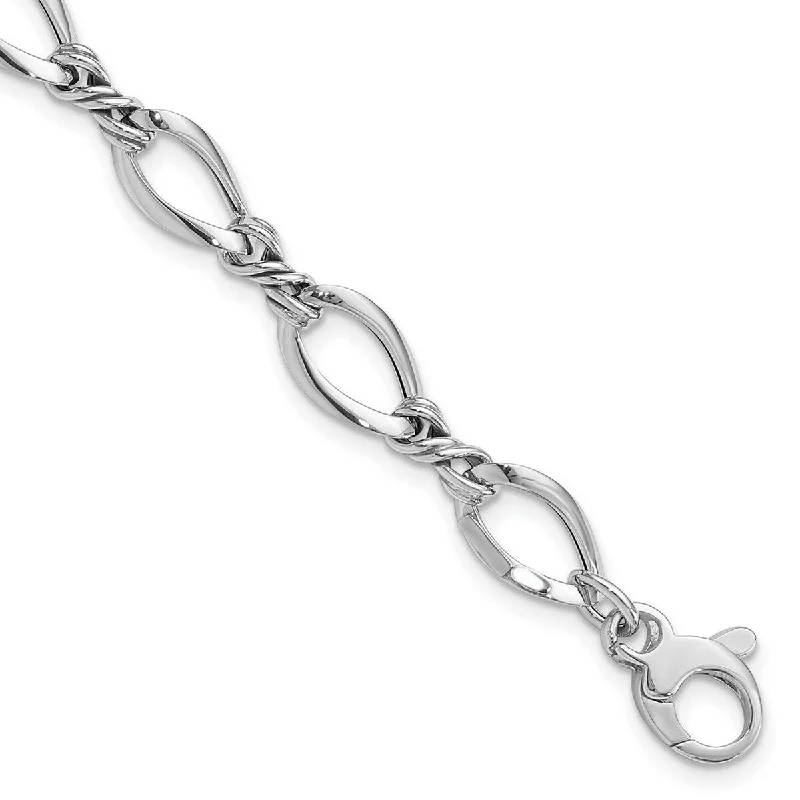 Women’s leather bracelet-Curata 8.8mm 14k White Gold Hollow Fancy Link Bracelet 7.5 Inch