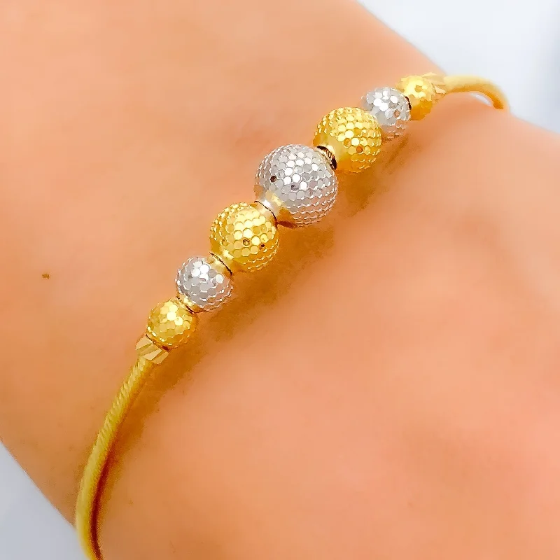 Women’s braided bracelet-Women’s modern bracelets-Dazzling Disco Orb 22k Gold Bangle Bracelet