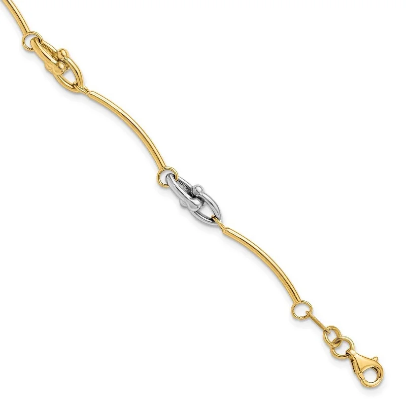 Women’s diamond bracelet-Curata 1.5mm 14k Two tone Gold Polished Bracelet 7.5 Inch