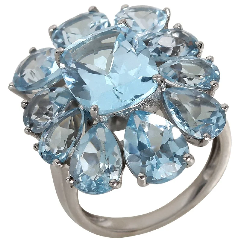 Women’s engagement rings-925 Sterling Silver Sky Blue Topaz Ring