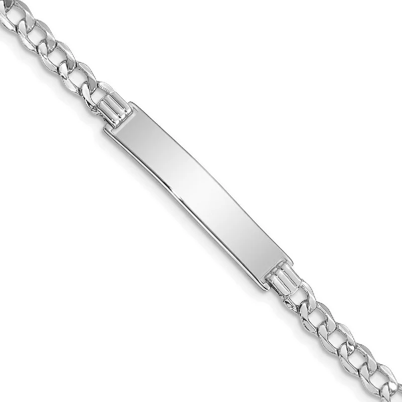 Women’s multi-color bracelet-Women’s retro bracelets-Curata 5.2mm 14k White Gold Engravable Polished ID With Semi solid Miami Curb Bracelet