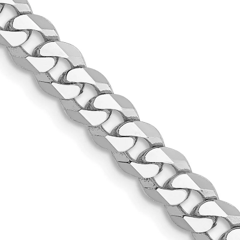 Women’s stackable bracelets-Curata 14k White Gold Solid Polished 4.5mm Flat Curb Chain Bracelet Lobster Claw