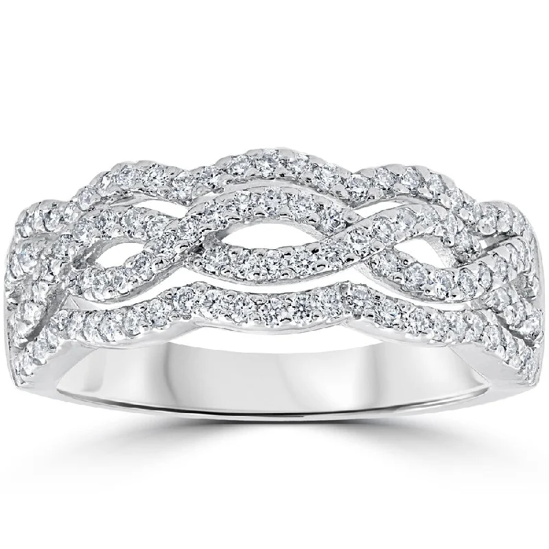 Women’s fashion rings-14k White Gold .67ct TDW Diamond Multi Row Infinity Anniversary Ring (F-G, VS1-VS2) - White G