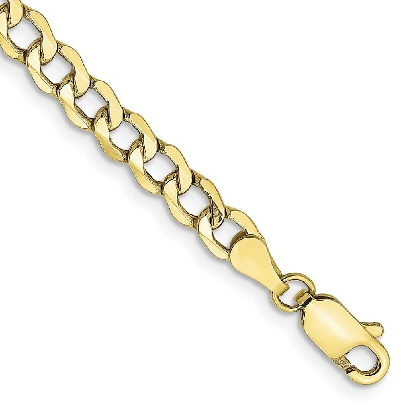 Women’s gold bangle-10k Yellow Gold 4.3mm Semi-Solid Curb Link Chain Bracelet, 7"