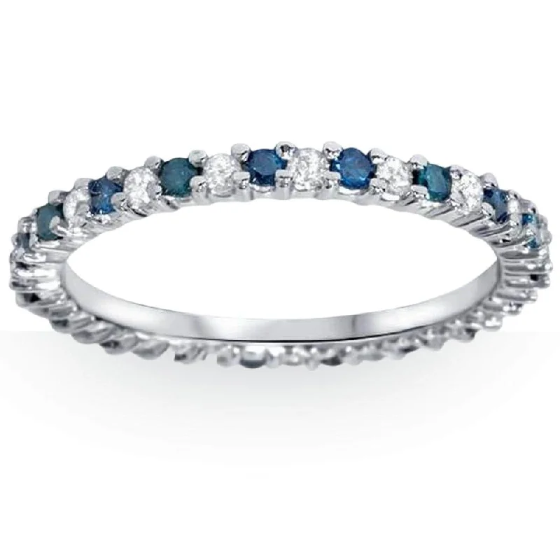 Women’s diamond eternity rings-1/2ct Blue & White Diamond Eternity Ring White Gold