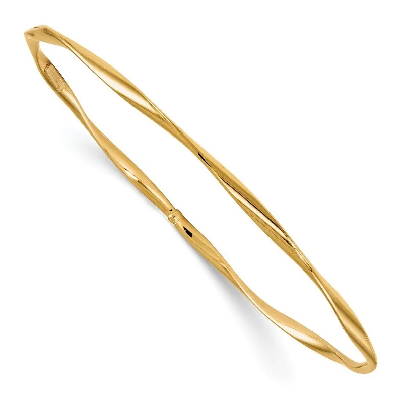 Women’s boho bracelet-Curata 2.5mm 14k Yellow Gold Slip on Polished Twisted Slip-on Bangle Bracelet