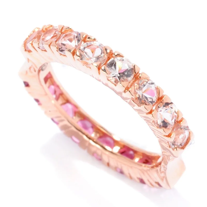 Women’s dainty rings-925 Sterling Silver Morganite and Pink Tourmaline Ring