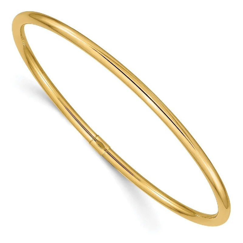 Women’s gold bracelet-Curata 14k Yellow Gold Slip on Hollow tube 3mm Polished Round Tube Bangle Bracelet