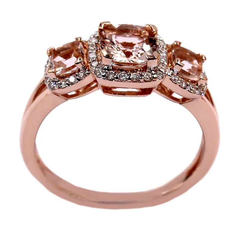 Women’s colorful rings-14KT Gold Morganite and Diamond Ring